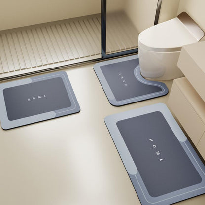 3 Piece Anti-Slip Bathroom Mat Set - Quick Drying U-Shaped Toilet & Floor Mats